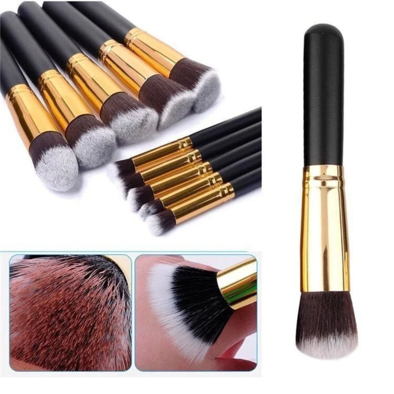 Kit 10 Professional Kabuki Contour Makeup/Smoke Brush Brushes