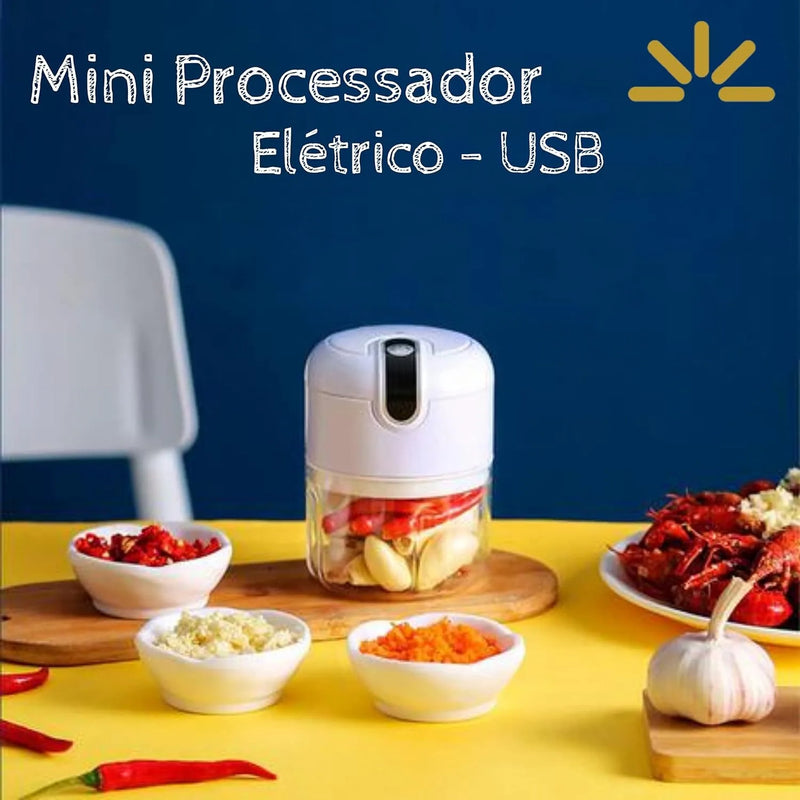 Mini Food Processor 3 Blades Electric Bivolt Usb (Varied Colors)