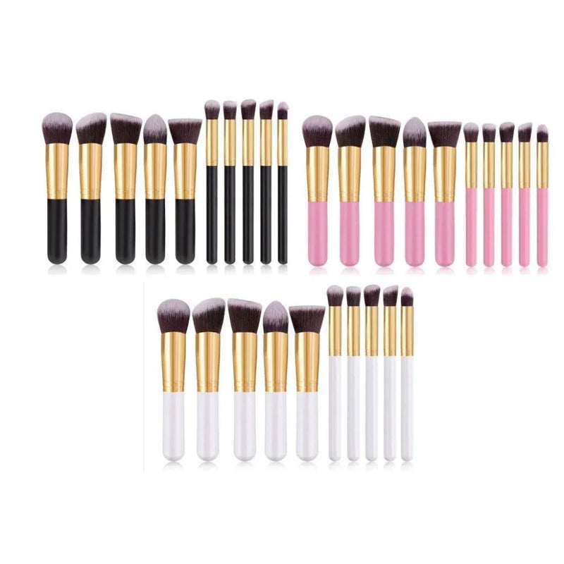 Kit 10 Professional Kabuki Contour Makeup/Smoke Brush Brushes