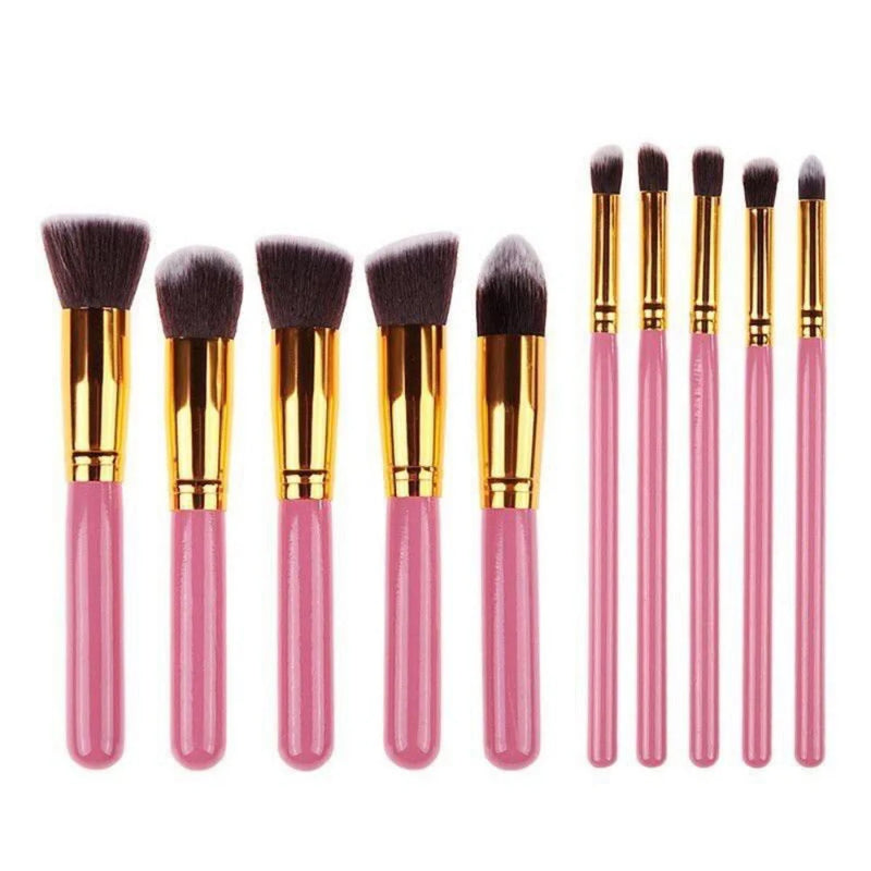 Kit 10 Professional Kabuki Contour Makeup/Smoke Brush Brushes