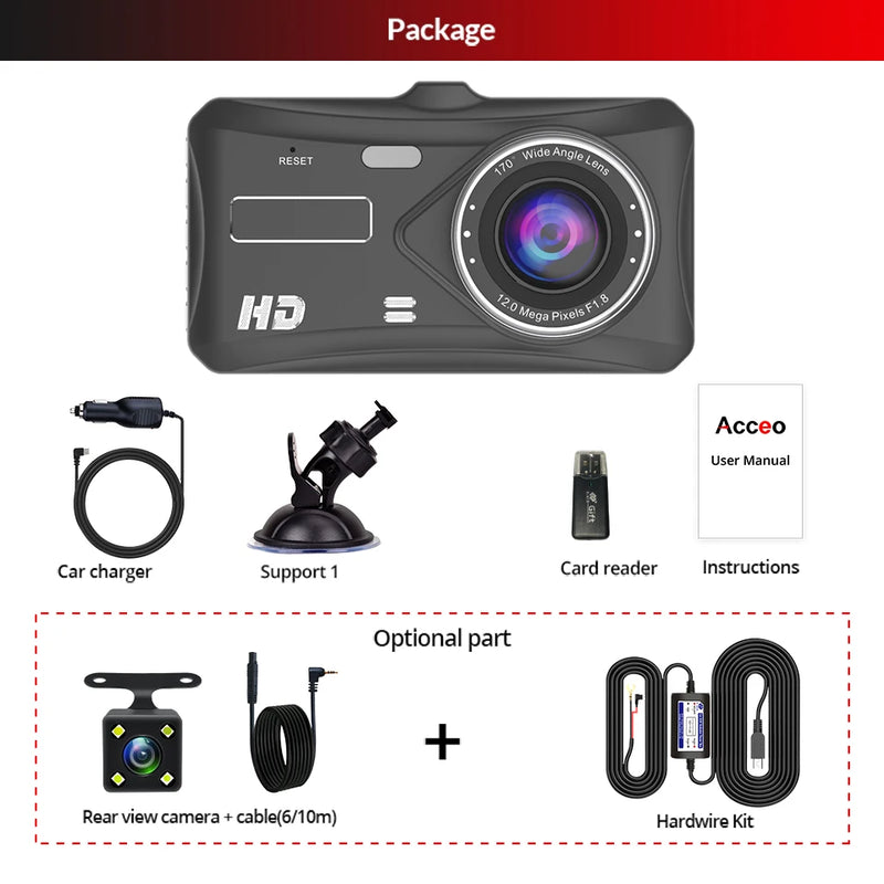 Car Dvr Dash Cam With Rear View Camera Full HD 1080P Dual Lens Video Recorder Auto Registrars Vehicle Dashcam Camera