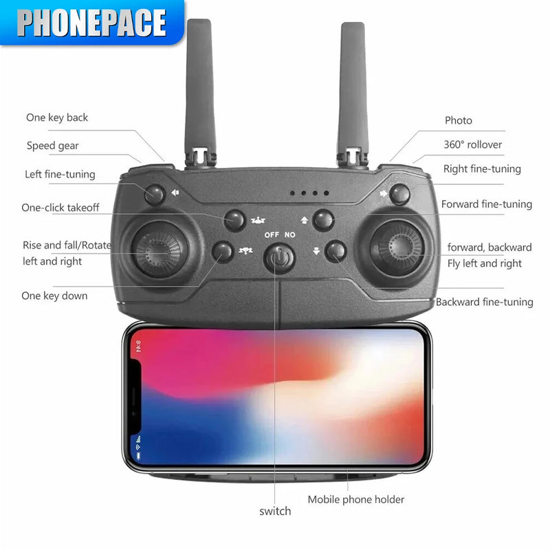 Phonepace E88 Pro WIFI FPV Drone Wide Angle HD 4K 1080P Camera Height Hold RC Foldable Quadcopter Dron Helicopter Toys Gift