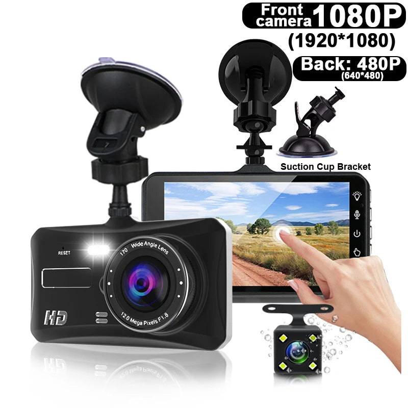 Car Dvr Dash Cam With Rear View Camera Full HD 1080P Dual Lens Video Recorder Auto Registrars Vehicle Dashcam Camera