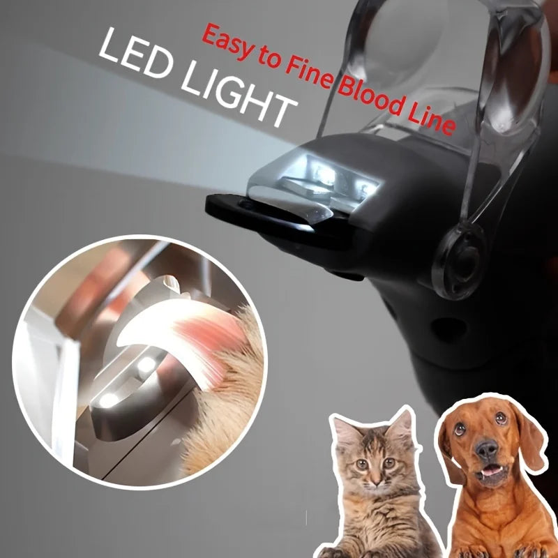 Cortador de unhas para animais de estimação com luz LED - Ótimo para aparar unhas e garras de gatos e cães, ampliação 5x, pode ser usado como cortador de unhas, Qu