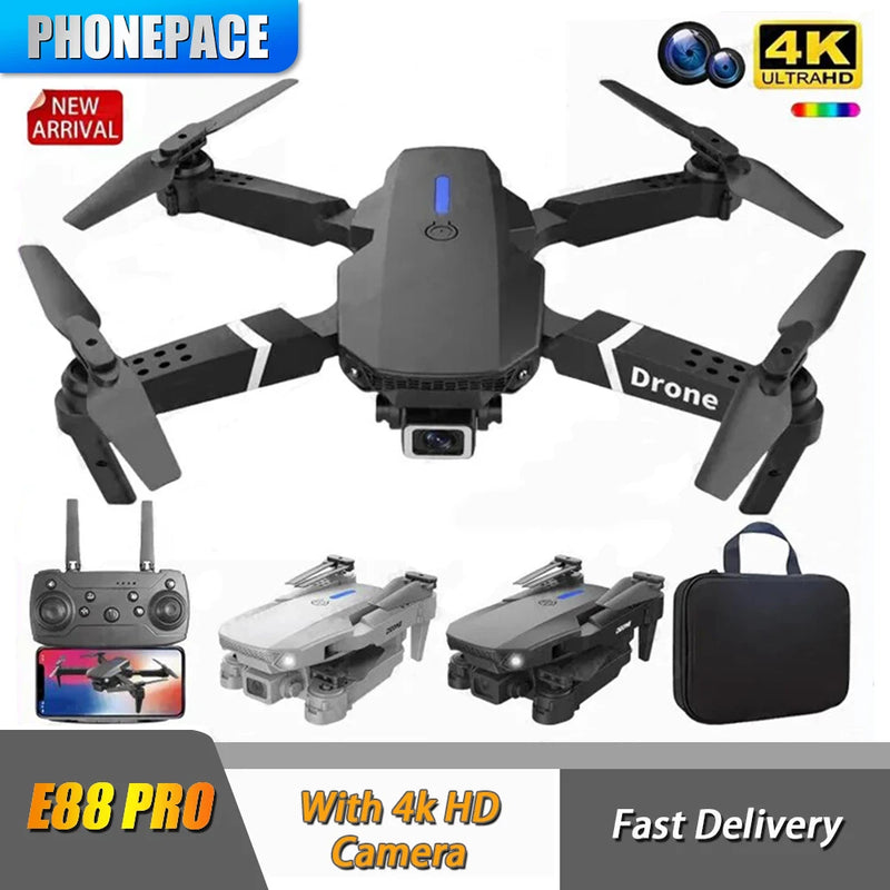 Phonepace E88 Pro WIFI FPV Drone Wide Angle HD 4K 1080P Camera Height Hold RC Foldable Quadcopter Dron Helicopter Toys Gift